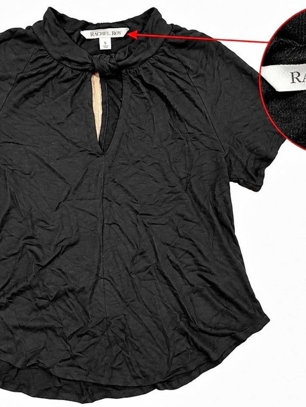 Rachel Roy Short Sleeve Blouse in Black Size Small Like New